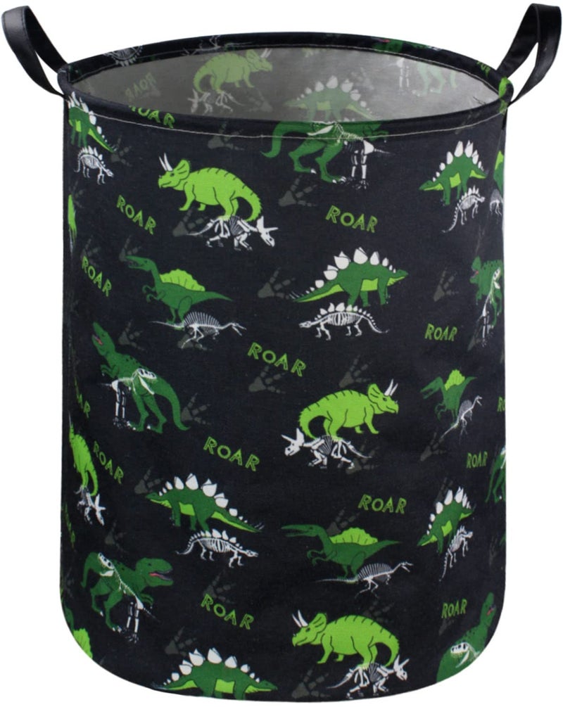 ESSME Kids Hamper,Dinosaur Laundry Hamper Collapsible Canvas Dinosaur Storage Basket for Boys Room Decor, Nursery Hamper,Gift Baskets,Home Organizer(Dinosaur laundry hamper) - Image 1